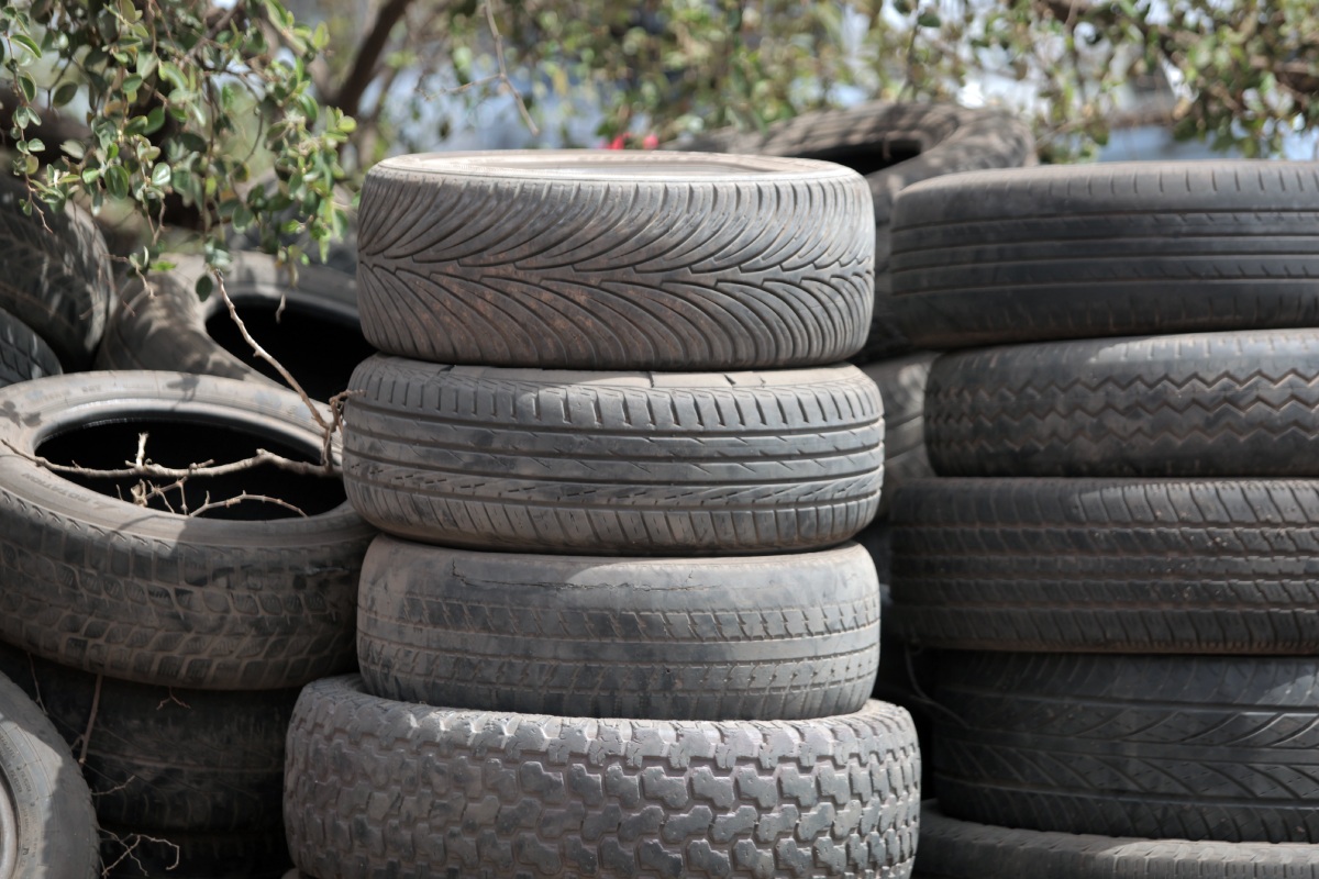 Pile Of Used Tires For Recycling