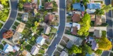 Top View Of HOA Members Residential Homes Using Community Waste Services