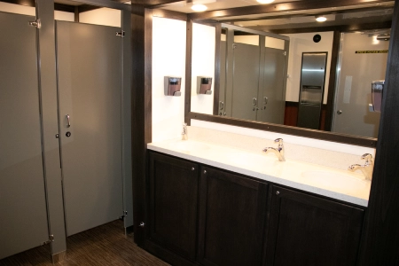 Rumpke Portable Restroom Trailer Interior Sinks Stalls & Mirror