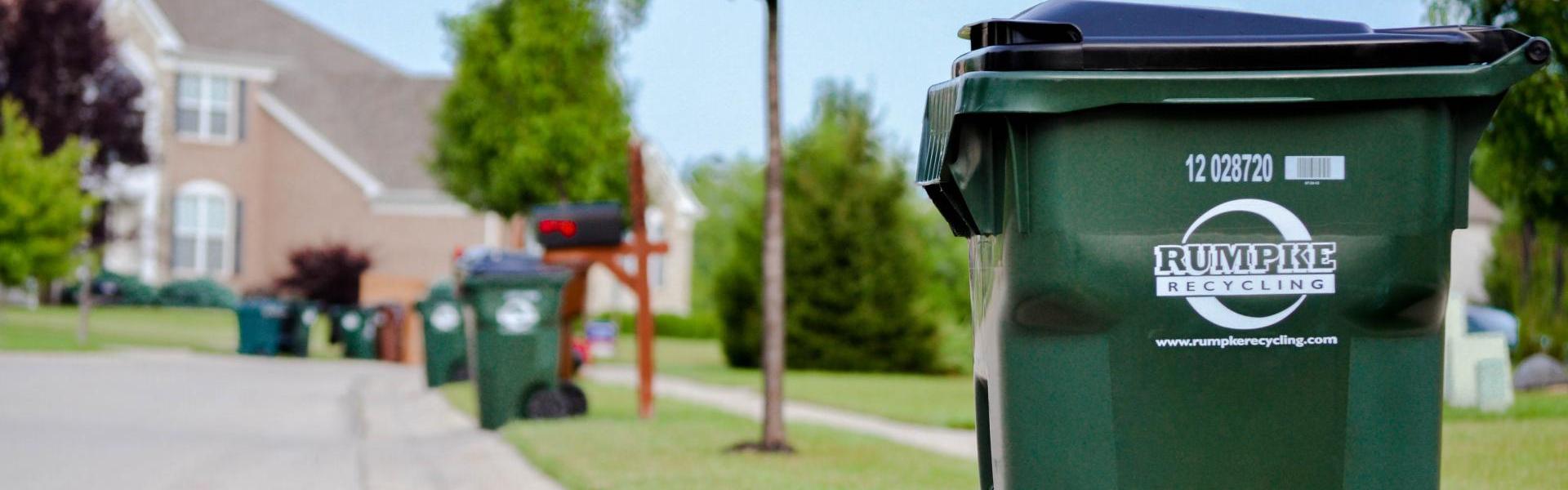 Rumpke Recycling Cart On Curb For Curbside Recycling Services