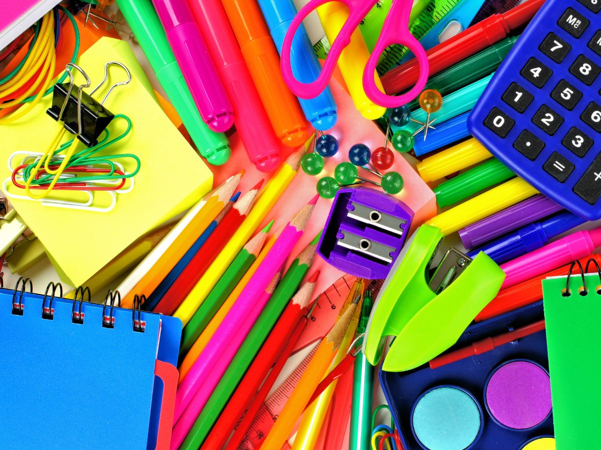 Colorful School Supplies And Materials